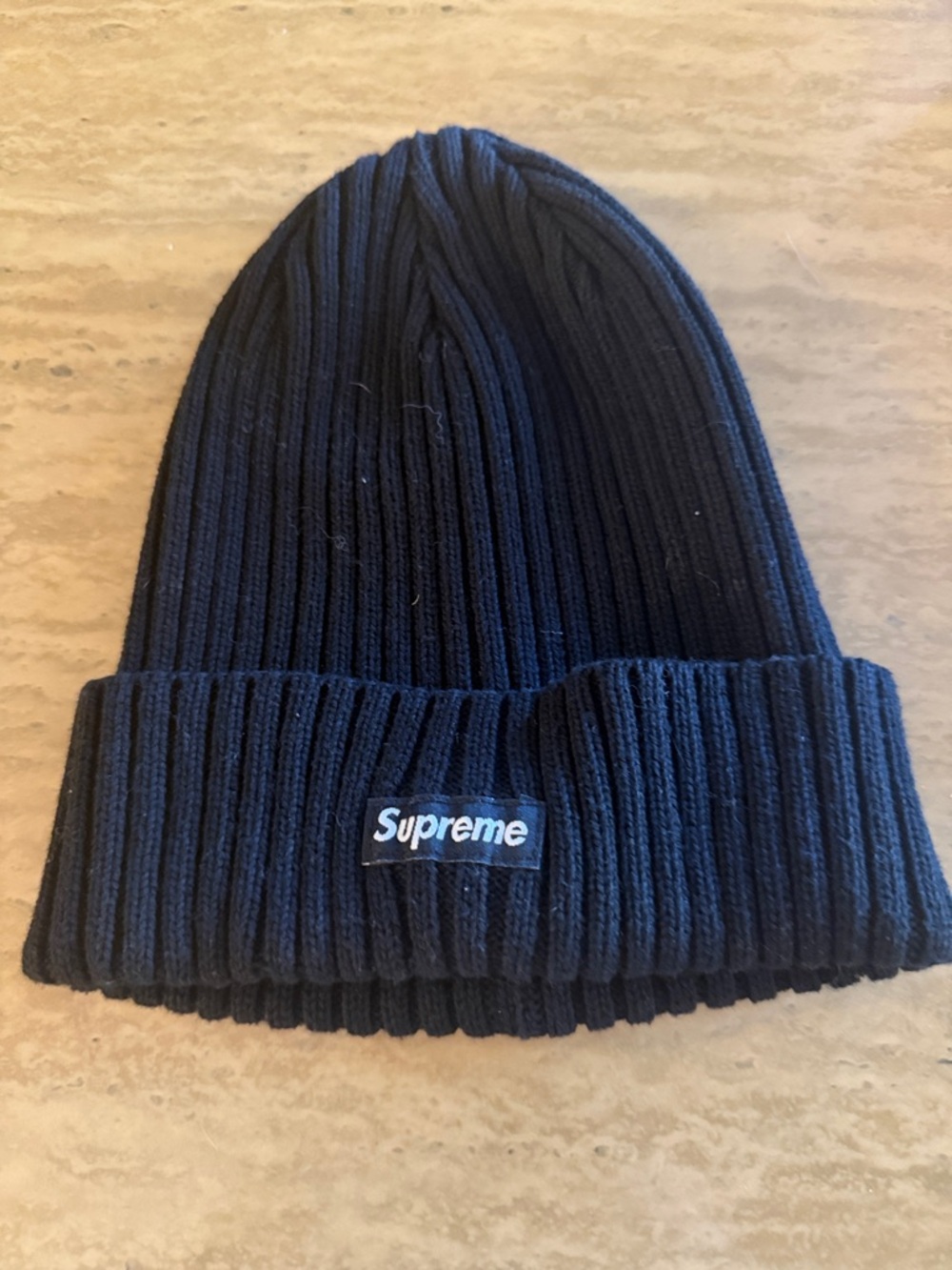 Supreme Ribbed Cuffed Beanie - Navy